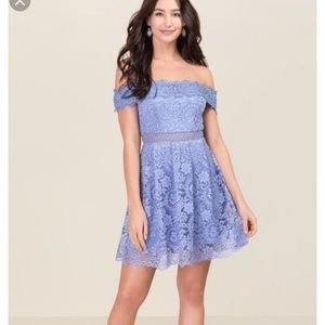 Baby Blue Lace A-Line Dress
